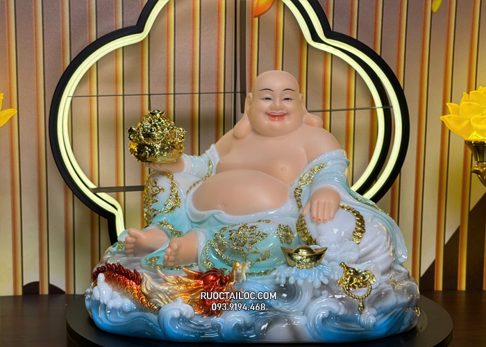 Tượng Phật Di Lặc bằng bột đá xanh đế rồng đẹp