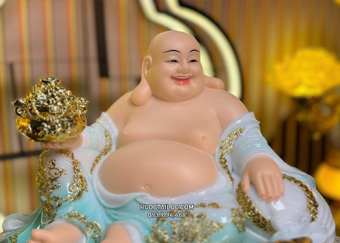 Tượng Phật Di Lặc bằng bột đá xanh đế rồng đẹp
