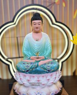 Tượng Phật Dược Sư Xanh Đế Sen Composite
