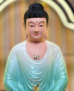 Tượng Phật Dược Sư Xanh Đế Sen Composite