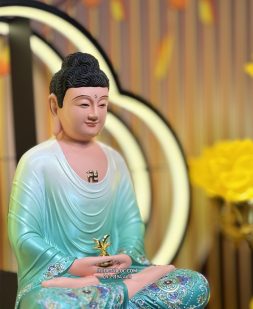 Tượng Phật Dược Sư Xanh Đế Sen Composite