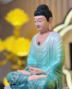 Tượng Phật Dược Sư Xanh Đế Sen Composite