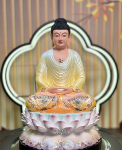 tượng Phật Dược Sư gấm vàng composite đế sen nở đẹp