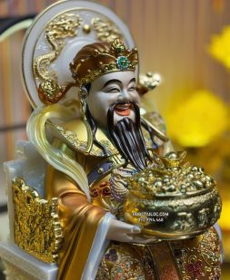 Tượng Thần Tiền bằng bột đá vẽ gấm vàng có hào quang đẹp