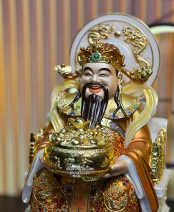 Tượng Thần Tiền bằng bột đá vẽ gấm vàng có hào quang đẹp