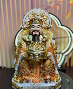 Tượng Thần Tiền bằng bột đá vẽ gấm vàng có hào quang đẹp