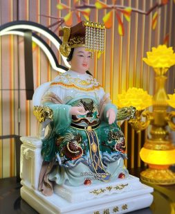 Tượng Thiên Hậu Thánh Mẫu Xanh Ngọc Bằng Bột Đá THTM-022