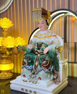 Tượng Thiên Hậu Thánh Mẫu Xanh Ngọc Bằng Bột Đá THTM-022