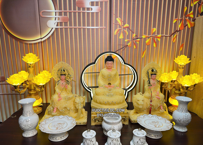 Hoa Nghiêm Tam Thánh Thạch Anh đẹp
