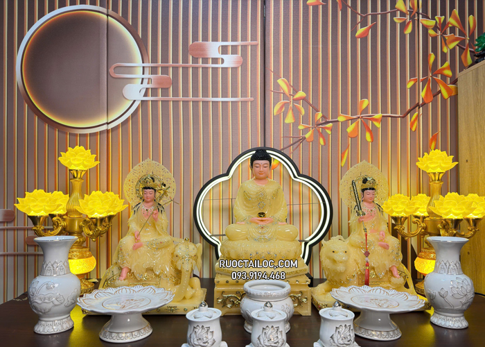 Hoa Nghiêm Tam Thánh Thạch Anh đẹp
