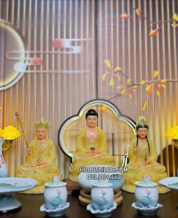 tôn tượng ta bà tam thánh thạch anh đẹp TBTT-010