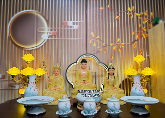 tôn tượng ta bà tam thánh thạch anh đẹp TBTT-010