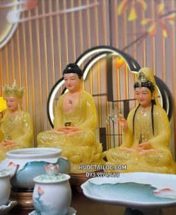 tôn tượng ta bà tam thánh thạch anh đẹp TBTT-010