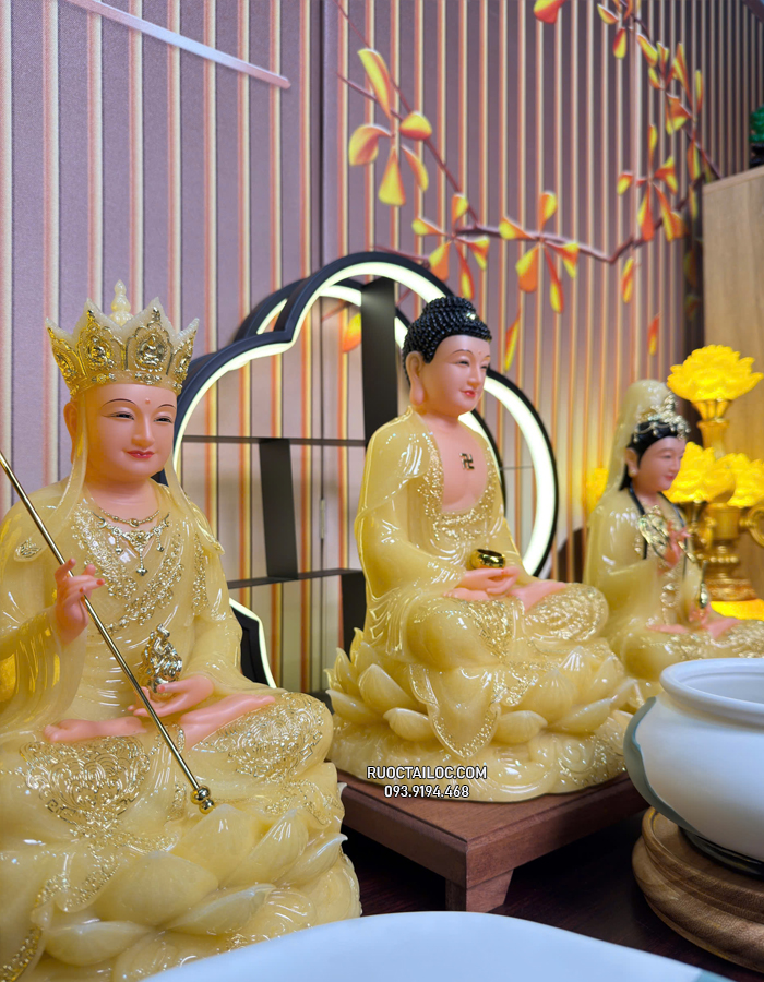 tôn tượng ta bà tam thánh thạch anh đẹp TBTT-010