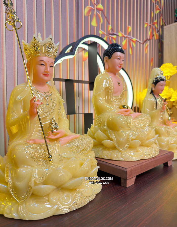 tôn tượng ta bà tam thánh thạch anh đẹp TBTT-010