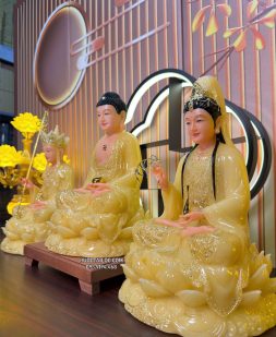tôn tượng ta bà tam thánh thạch anh đẹp TBTT-010