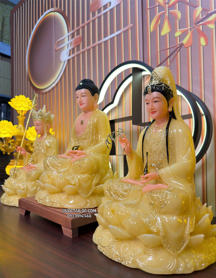 tôn tượng ta bà tam thánh thạch anh đẹp TBTT-010