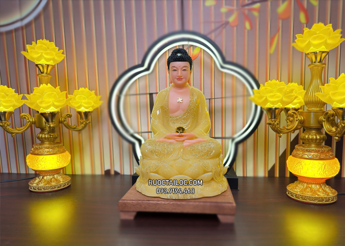 Tượng Phật A Di Đà bằng bột đá thạch anh đẹp