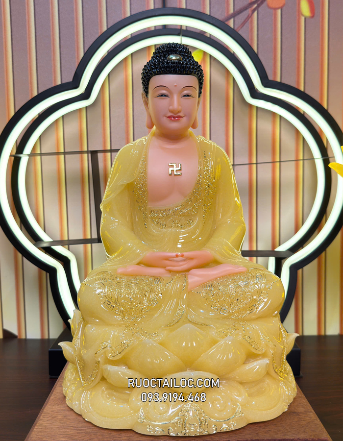 Tượng Phật A Di Đà bằng bột đá thạch anh đẹp