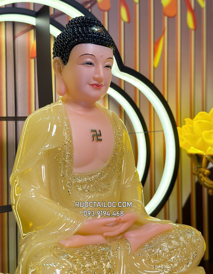 Tượng Phật A Di Đà bằng bột đá thạch anh đẹp
