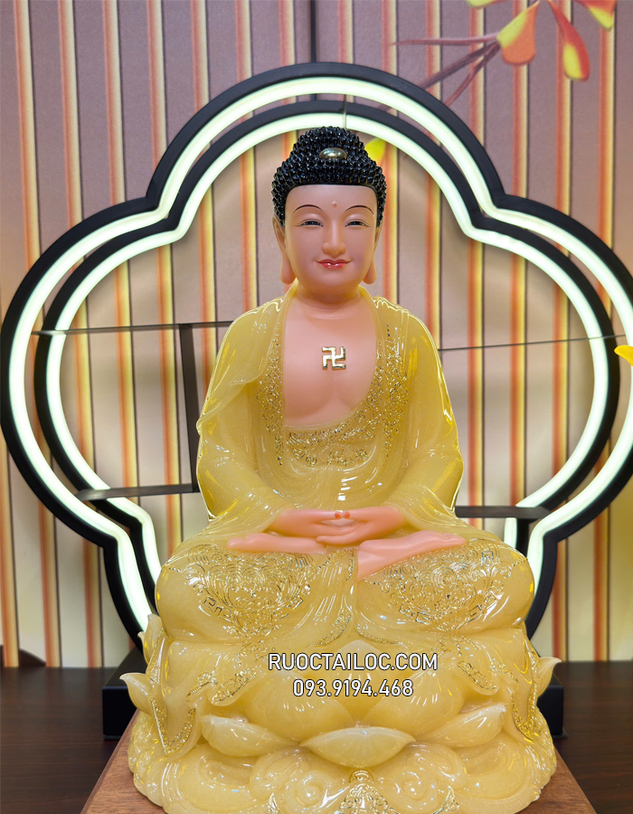 Tượng Phật A Di Đà bằng bột đá thạch anh đẹp