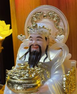 Tượng Thần Tiền bằng Bột Đá Trắng Có Hào Quang đẹp