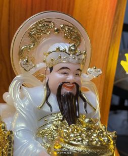 Tượng Thần Tiền bằng Bột Đá Trắng Có Hào Quang đẹp