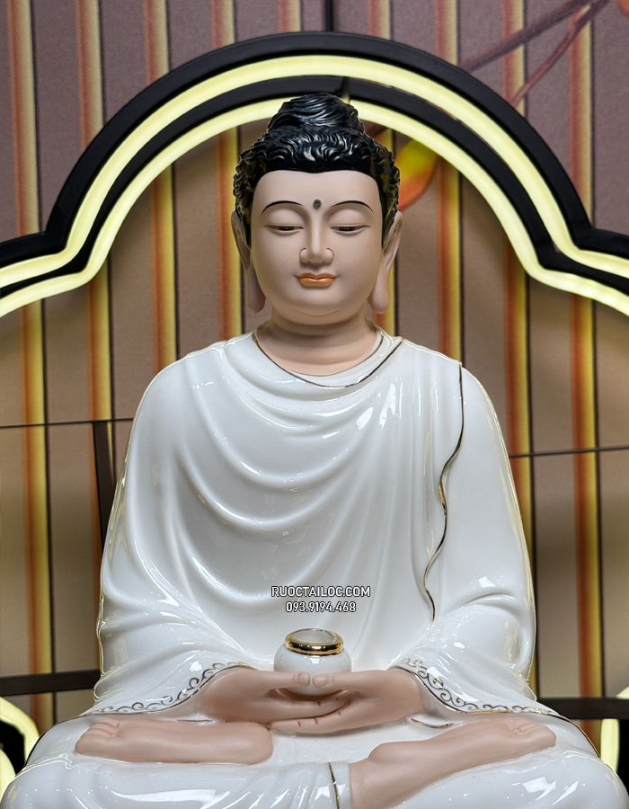Tôn Tượng Bổn Sư thích Ca Mâu Ni bằng sứ trắng nhiều kích thước