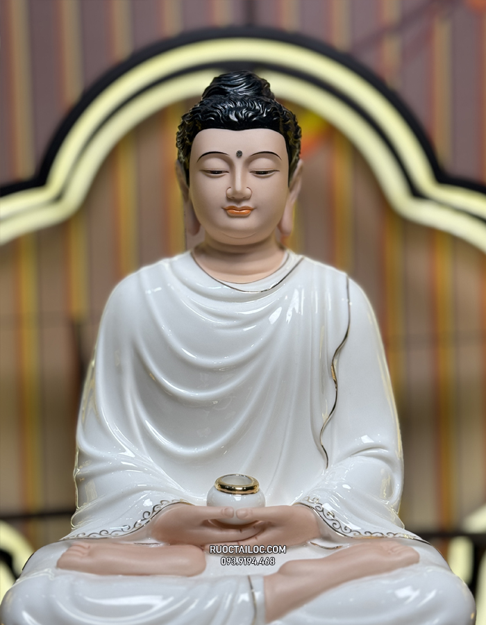 Tôn Tượng Bổn Sư thích Ca Mâu Ni bằng sứ trắng nhiều kích thước