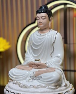 Tôn Tượng Bổn Sư thích Ca Mâu Ni bằng sứ trắng nhiều kích thước