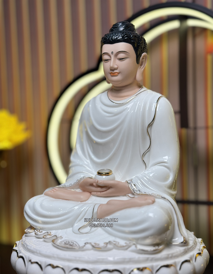 Tôn Tượng Bổn Sư thích Ca Mâu Ni bằng sứ trắng nhiều kích thước