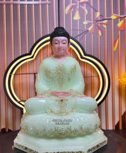tôn tượng bổn sư thích ca mâu ni bằng bột đá xanh ngọc đế 8 cạnh đẹp
