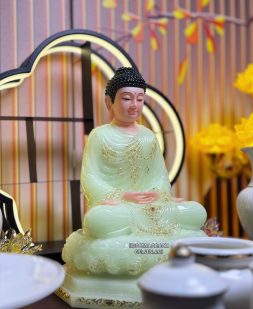 tôn tượng bổn sư thích ca mâu ni bằng bột đá xanh ngọc đế 8 cạnh đẹp