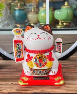 mèo thần tài năng lượng liễn quạt