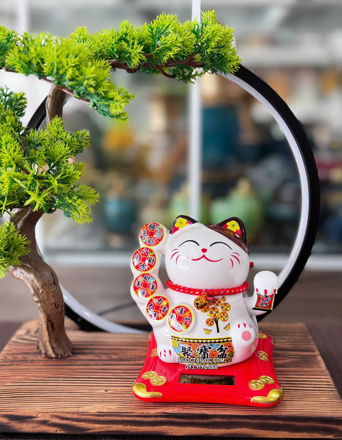 Mèo Thần Tài Năng Lượng Tụ Bảo Bồn đẹp