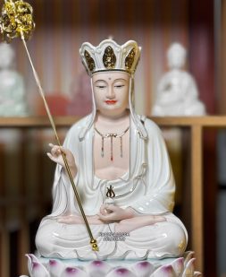 Tượng Địa Tạng Sứ trắng đế xanh đẹp