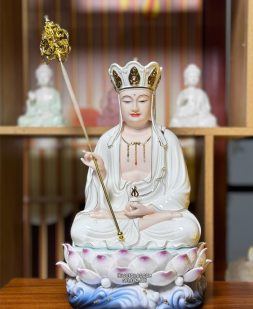 Tượng Địa Tạng Sứ trắng đế xanh đẹp