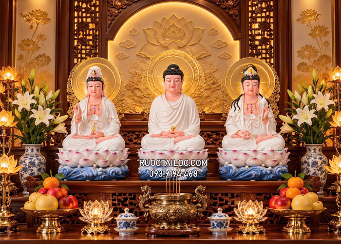 tượng Tây Phương Tam Thánh bằng sứ đẹp